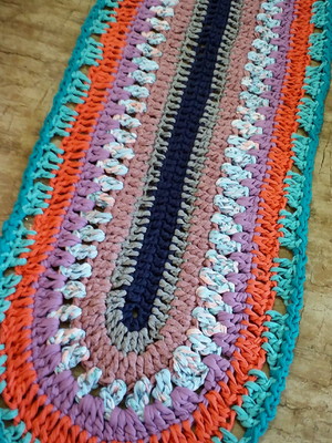 Tapete oval de croche de fio de malha