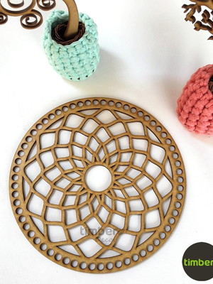 Mandala 20cm de mdf para cesto de fio de malha - crochê