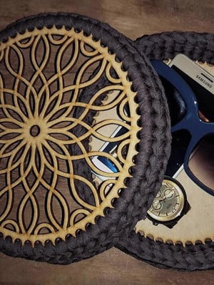 Mandala 20cm de mdf para cesto de fio de malha - crochê