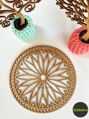 Mandala 20cm de mdf para cesto de fio de malha - crochê