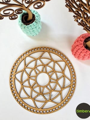 Mandala 20cm de mdf para cesto de fio de malha - crochê