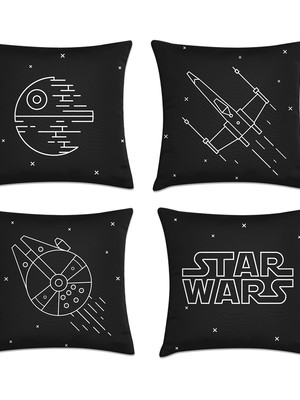 Kit 4 capas de almofadas star wars