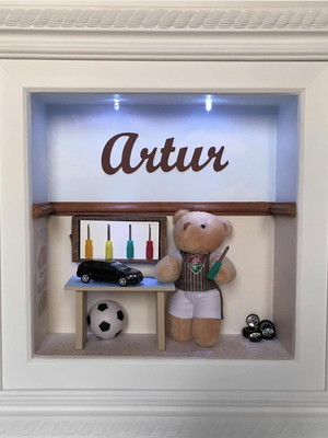 Quadro mecânica com urso e led