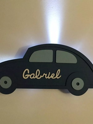 Enfeite porta maternidade carrinho led decoração bebê mdf