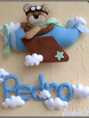 Enfeite de porta ursinho aviador