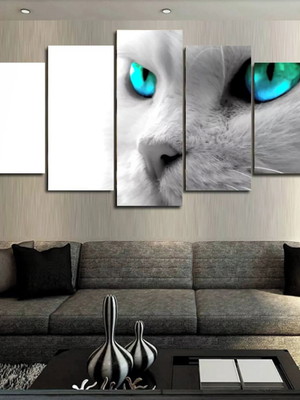 Quadros decorativos gato branco 63x130mt em tecido