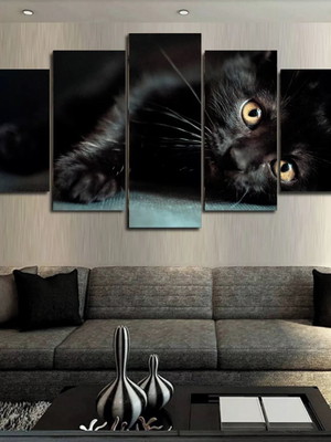 Quadros decorativos gato preto 63x130mt em tecido