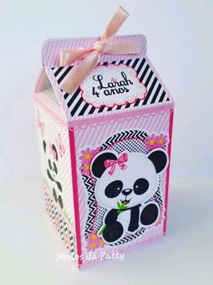 Caixa milk ursinho panda rosa