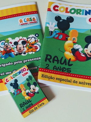 40 mini kits colorir da casa do mickey/ livro+giz de cera