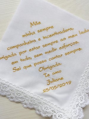 Lenços lágrimas de alegria em tecido de algodão bordado