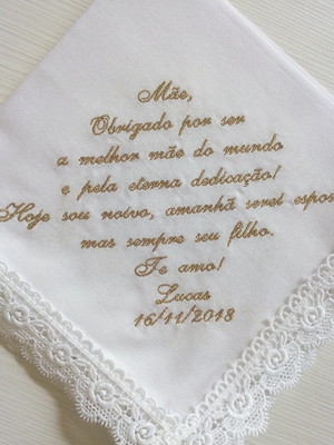 Lenço bordado com textos personalizados 1 uni