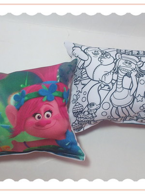 Almofada pinte e lave 15x20 + caneta - trolls