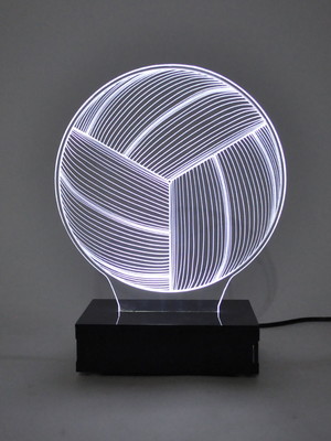 Luminária bola de vôlei com led branco acrílico - abajur 3d
