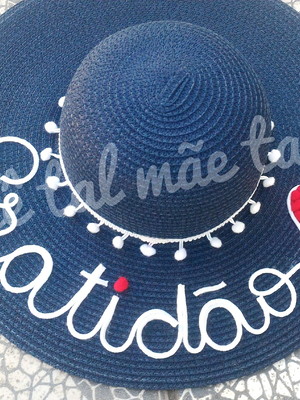 Chapéu de praia palha floppy personalizado nome ou palavra