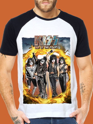 Camisetas raglan - kiss 2019 - tour - final - road - world