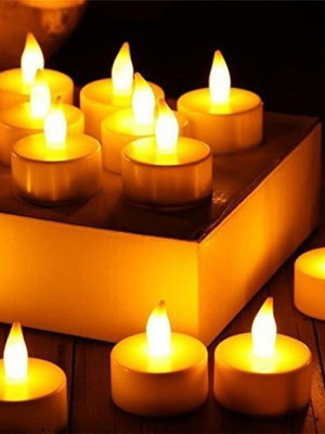 24 velas de led com bateria - cor branca luz amarela