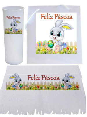 Kit páscoa sacola+ toalha+copo , presente páscoa