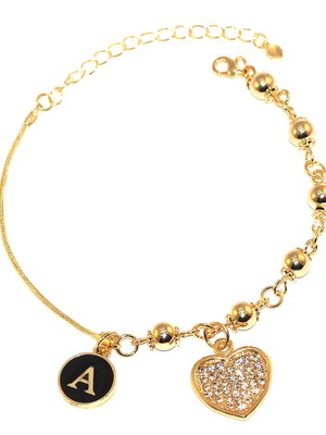 1 pulseiras madrinha coração folheado + tag