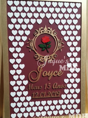 Quadro de assinaturas 150 corações rosa