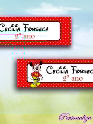 Mini etiqueta para lápis minnie vermelha
