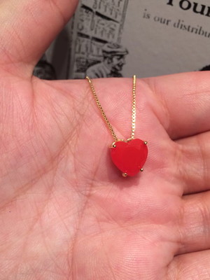 Conjunto love semijoia banhada em ouro 18k zircônia coral