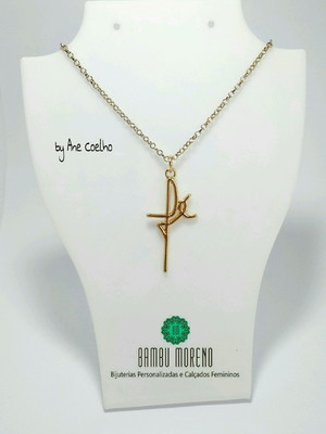 Colar pingente fé dourado=