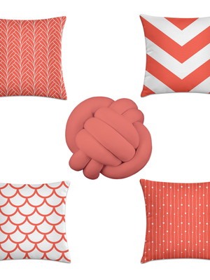 Kit 4 capa de almofada + almofada nó coral