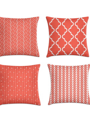 Kit 4 capas almofadas coral geométrico