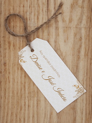 Tag para lembrança dos padrinhos dourado