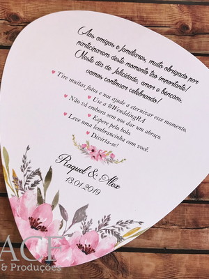 Leque de papel para casamento floral rose rosa