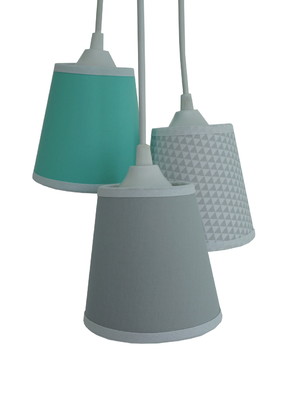 Lustre pendente bebê triângulos cinza e verde