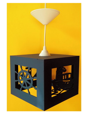 Lustre de teto marinheiro de mdf vazado nos 4 lados