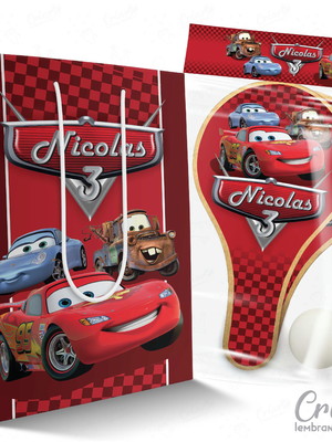 Sacolinha + kit ping pong personalizado - carros disney