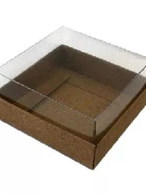 Caixa para 1 brownie kraft - tampa transparente