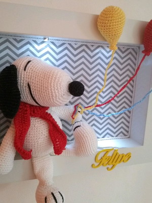Quadro porta maternidade snoopy