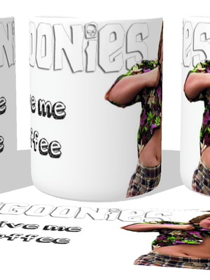 Caneca porcelana xícara goonies gordo give me coffee