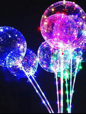 Balão de led completo c/ bastão + vareta + pilhas decoração