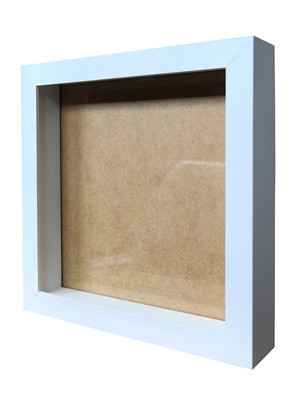 Moldura caixa alta 22x22cm branco com vidro- kit de 7