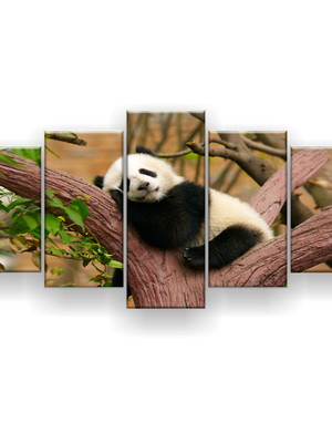 Quadro decorativo panda na árvore 129x61 sala quarto
