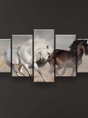 Quadro decorativo cavalos correndo 129x61 sala quarto