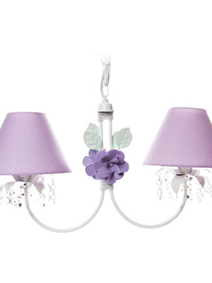 Lustre luminária pendente cristal lilás quarto bebê infantil