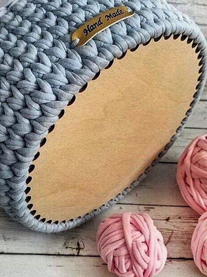 Base redonda 25cm de mdf para cesto de fio de malha - crochê