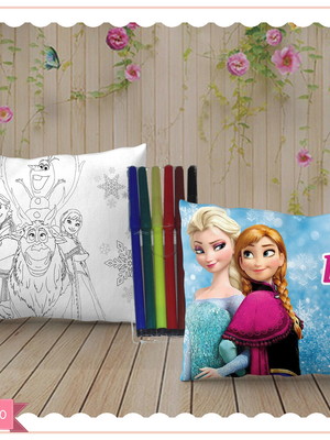 Almofada pinte e lave 15x20 + caneta - frozen