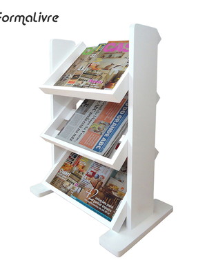 Revisteiro de piso chão porta revistas livros branco laca