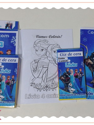 Mini livro colorir 10x14cm + giz de cera - frozen