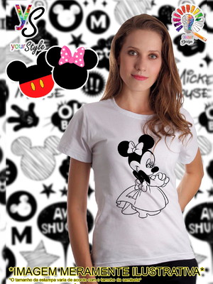 Baby look minie desenho vestido e salto disney