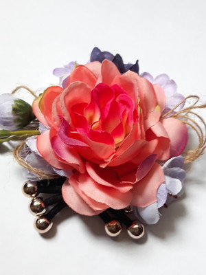 Elástico cabelo flores salmão, bracelete, broche, fotos