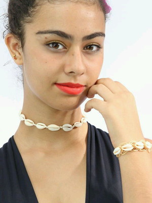 Colar e pulseira choker búzios