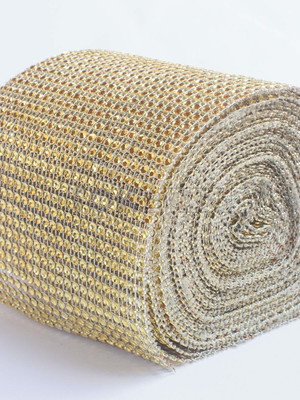 Manta strass acrílico - dourado - 10cm x 9,14m