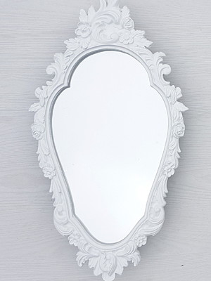 Espelho decorativo de parede branco puro